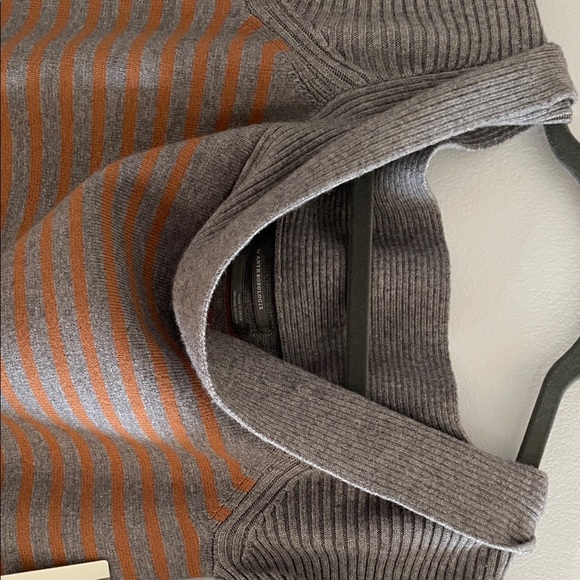 Anthropologie Gray and Orange Brown Striped Women's Sweater Fall NWT $120 XS - Picture 5 of 8